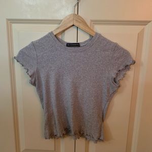 brandy gray ruffle short sleeve